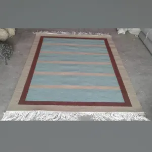Handmade Area Rug, Panja Dari Flat Weave Carpet, Indian Wool Rug, Boho Living Room Decor