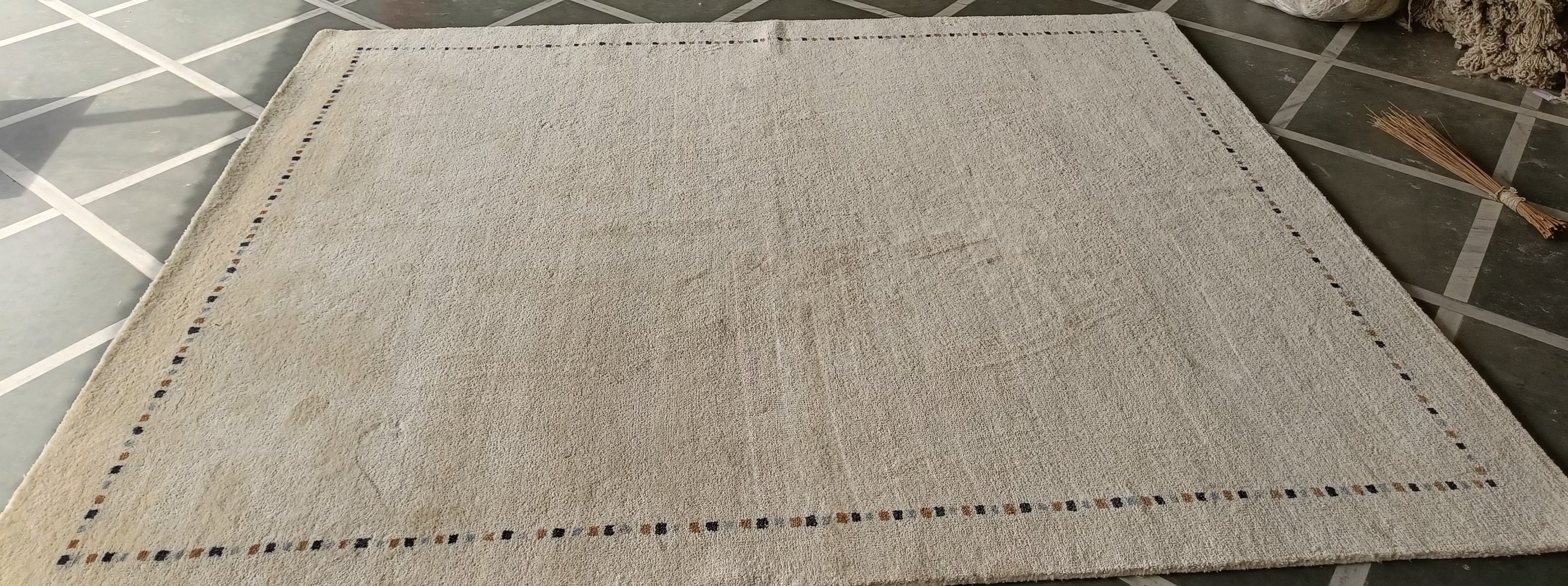 Ivory Harmony Border Wool Carpet