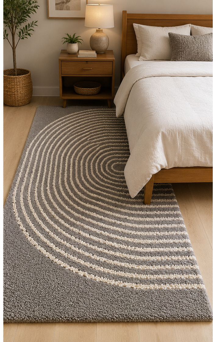 Modern Grey Abstract Wool Carpet