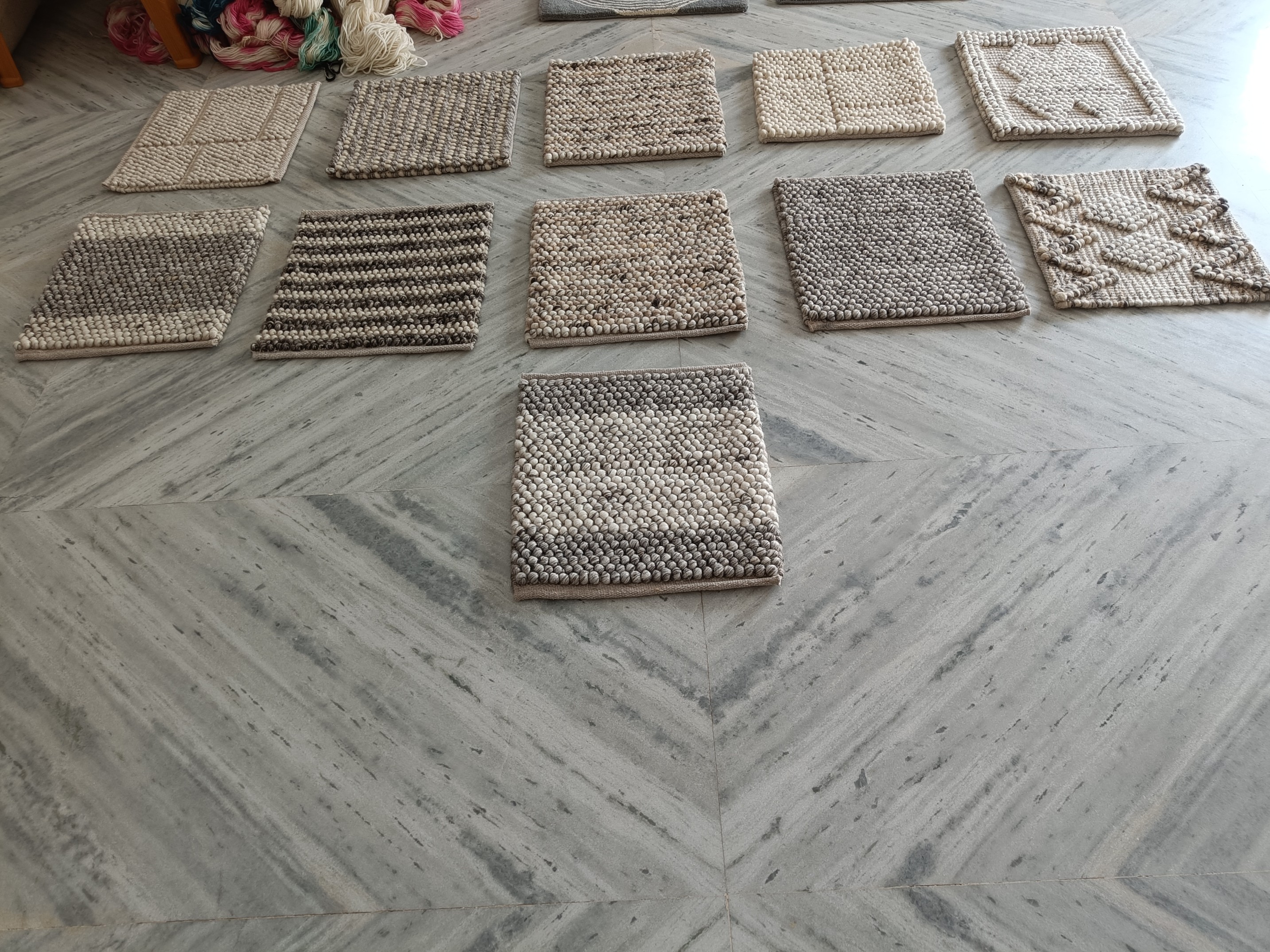 Handwoven Pebble Wool Square Mat