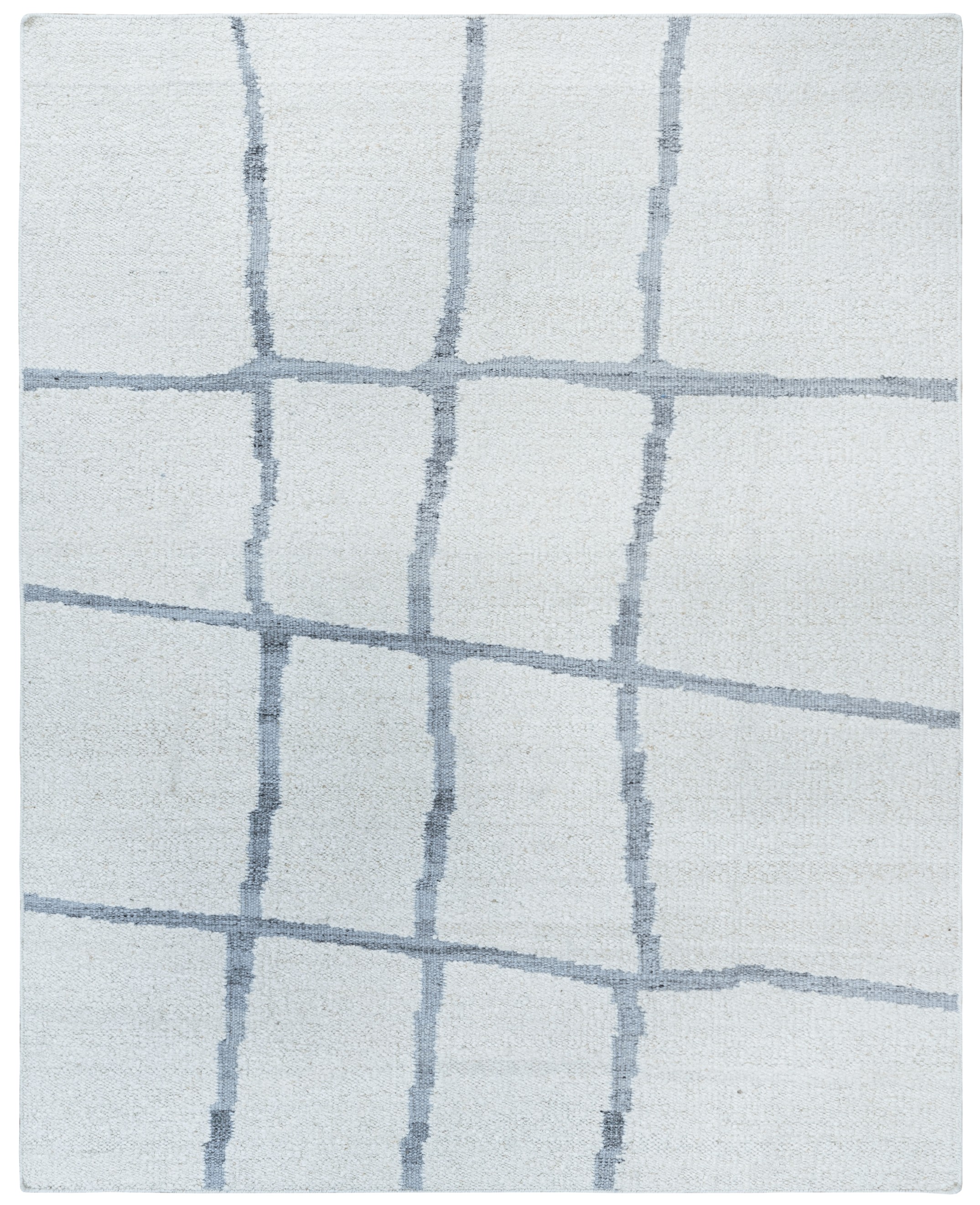 Handwoven Ivory & Charcoal Dash Wool Carpet